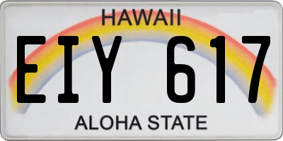 HI license plate EIY617