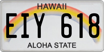 HI license plate EIY618