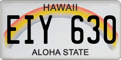 HI license plate EIY630
