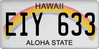 HI license plate EIY633