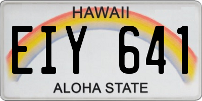 HI license plate EIY641