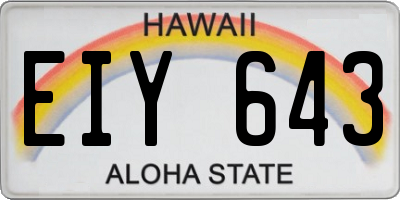 HI license plate EIY643