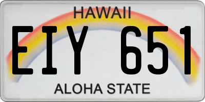 HI license plate EIY651