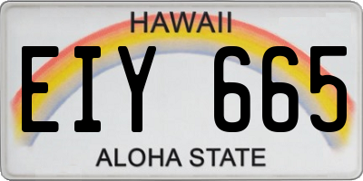 HI license plate EIY665