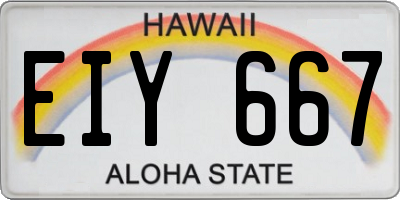 HI license plate EIY667