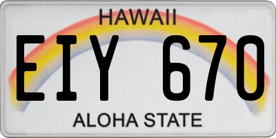 HI license plate EIY670