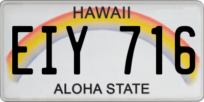 HI license plate EIY716