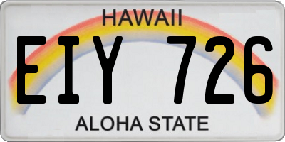 HI license plate EIY726