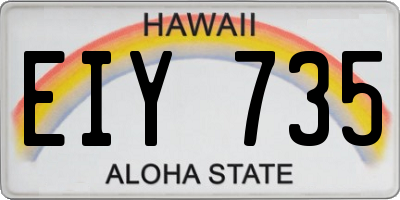 HI license plate EIY735