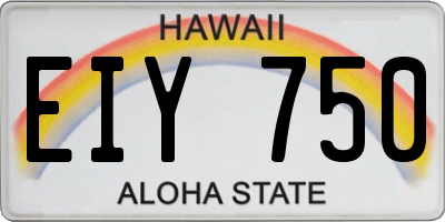 HI license plate EIY750