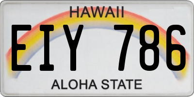 HI license plate EIY786