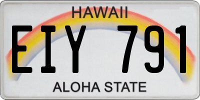 HI license plate EIY791