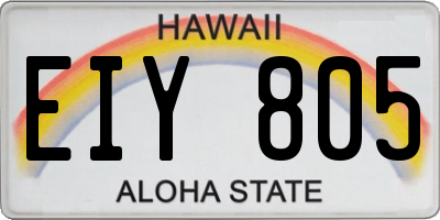 HI license plate EIY805