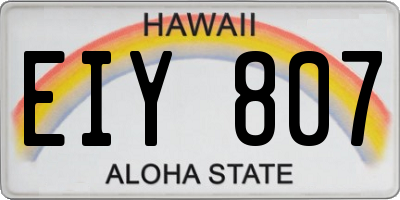HI license plate EIY807