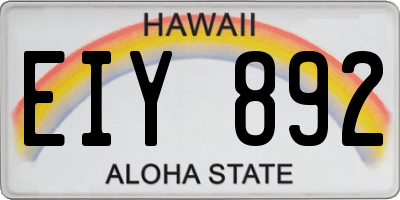 HI license plate EIY892