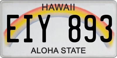 HI license plate EIY893