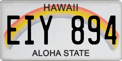 HI license plate EIY894