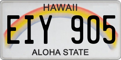 HI license plate EIY905