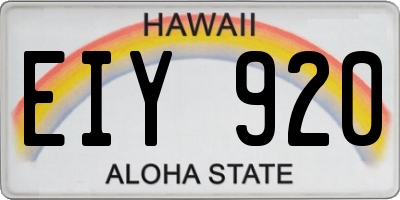 HI license plate EIY920