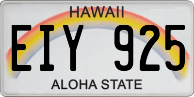 HI license plate EIY925