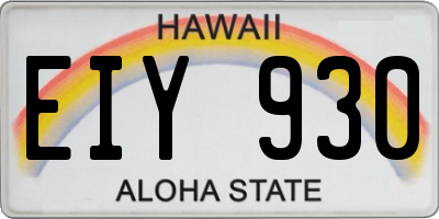 HI license plate EIY930