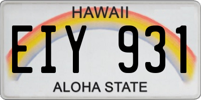 HI license plate EIY931