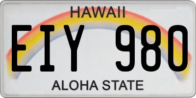 HI license plate EIY980