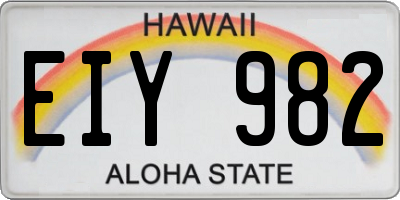HI license plate EIY982