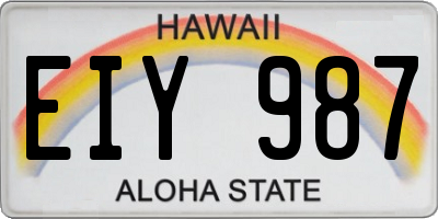 HI license plate EIY987