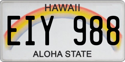 HI license plate EIY988