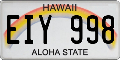 HI license plate EIY998