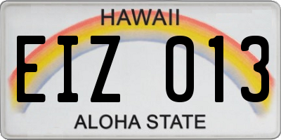 HI license plate EIZ013