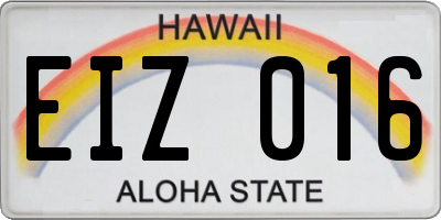 HI license plate EIZ016