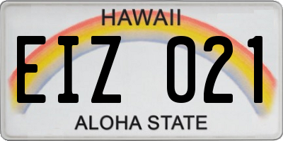 HI license plate EIZ021