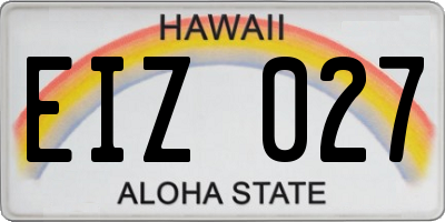 HI license plate EIZ027