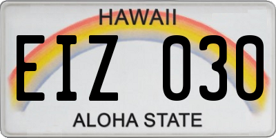 HI license plate EIZ030