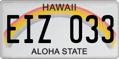 HI license plate EIZ033