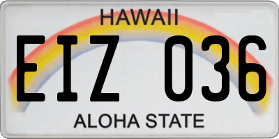 HI license plate EIZ036