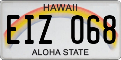 HI license plate EIZ068
