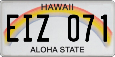 HI license plate EIZ071