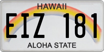 HI license plate EIZ181