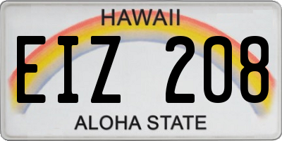 HI license plate EIZ208