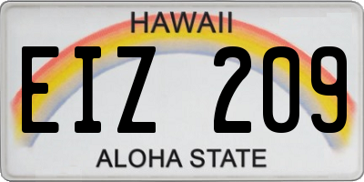 HI license plate EIZ209