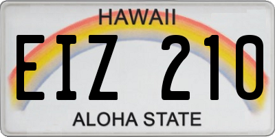 HI license plate EIZ210