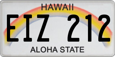 HI license plate EIZ212