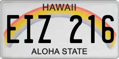 HI license plate EIZ216