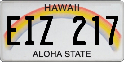 HI license plate EIZ217