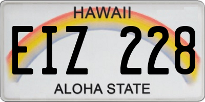 HI license plate EIZ228