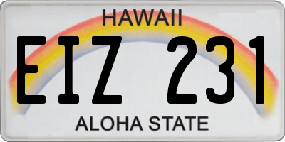 HI license plate EIZ231