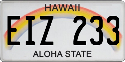 HI license plate EIZ233